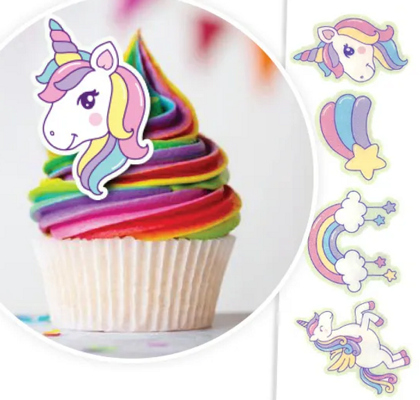 8 Unicorn | Rainbow Cupcakes with Wafer Topper