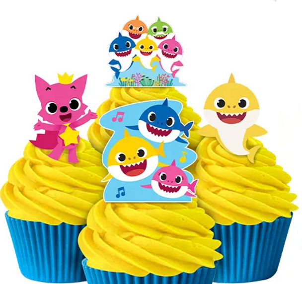 8 Baby Shark | Yellow Cupcakes with Wafer Topper