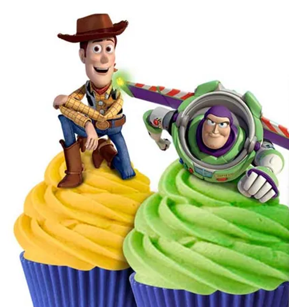  8Toy Story | Yellow and Green Cupcakes with Wafer Topper