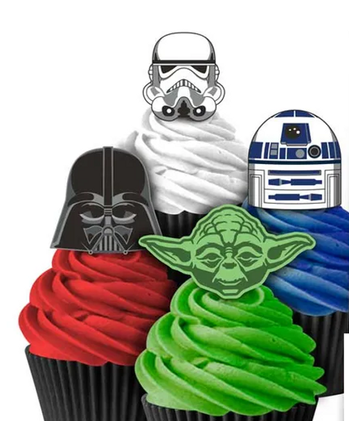 8 Star Wars | Mixed Colour Cupcakes with Wafer Topper