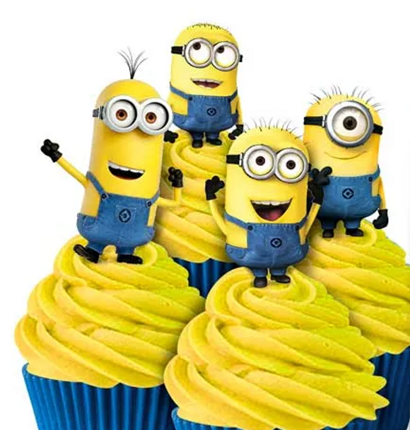 8 Minions | Yellow Cupcakes with Wafer Topper
