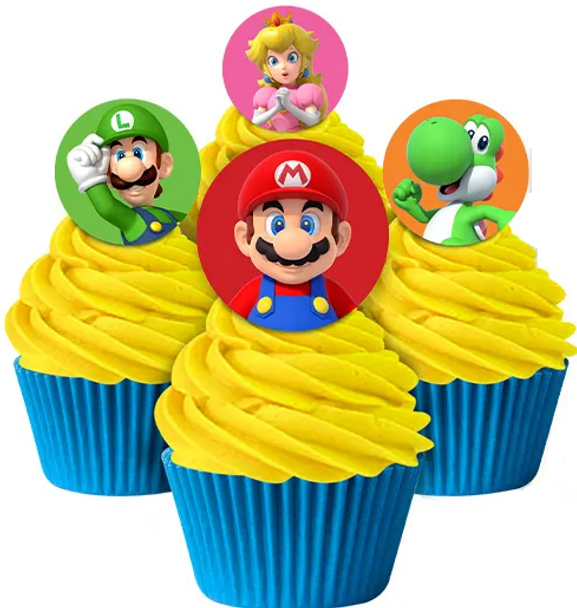 8 Mario Bros | Yellow Cupcakes with Wafer Topper