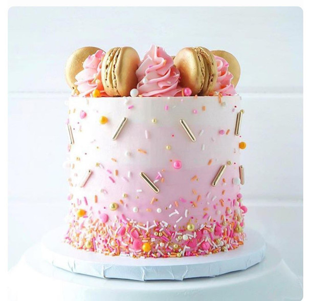 7' Pink First Birthday Macaron Cake 