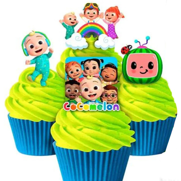 8 Cocomelon | Light Green Cupcakes with Wafer Topper