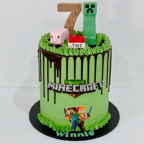 Minecraft Premium Drip Cake – Custom TNT & Creeper Birthday Cake