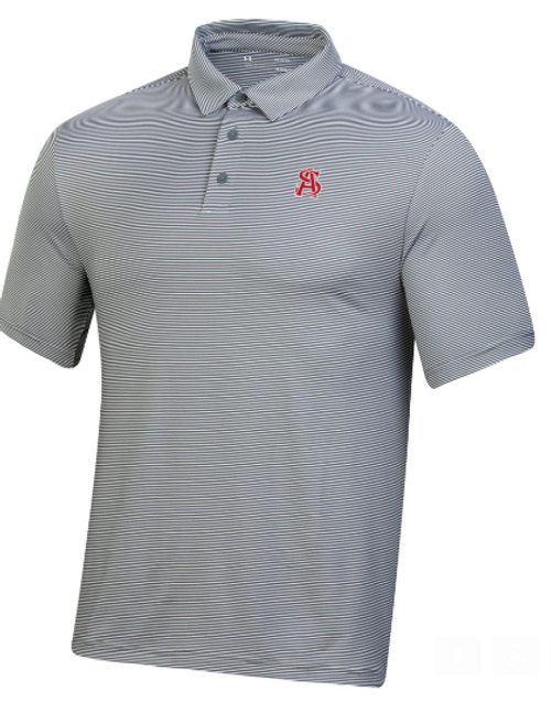 UA T2 Grey Stripe Polo Mens