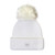 White Ribbed Halftime Pom Beanie