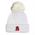 White Ribbed Halftime Pom Beanie