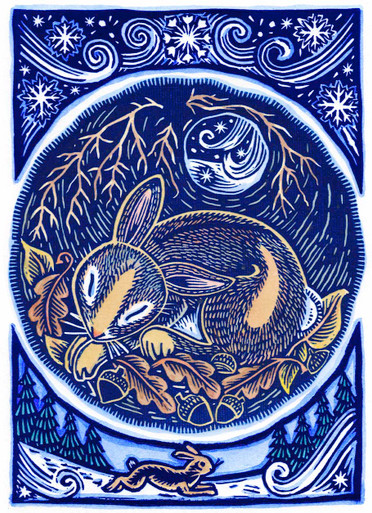 Cottontail Rabbit Card Winter Cottontail Card