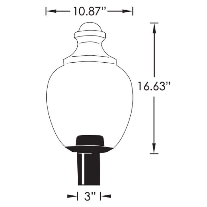 Clear Acorn Post Light with Black Base E26 Medium Base