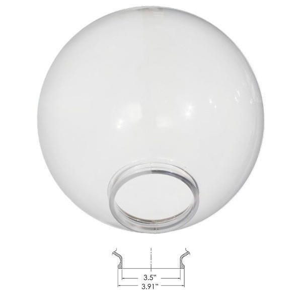 10" Clear Acrylic Light Globe Cover Replacement 4" Lip Base