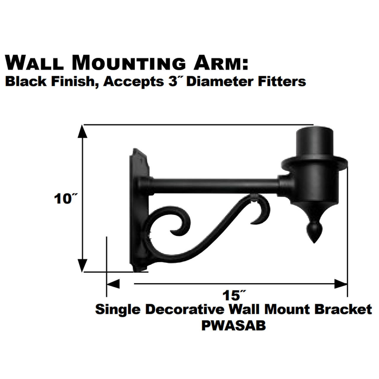 LBS PWASAB Single Decorative Wall Mount Bracket Arm