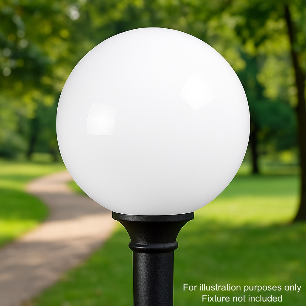 12" White Acrylic Plastic Light Globe | 4" Neck Lip Base