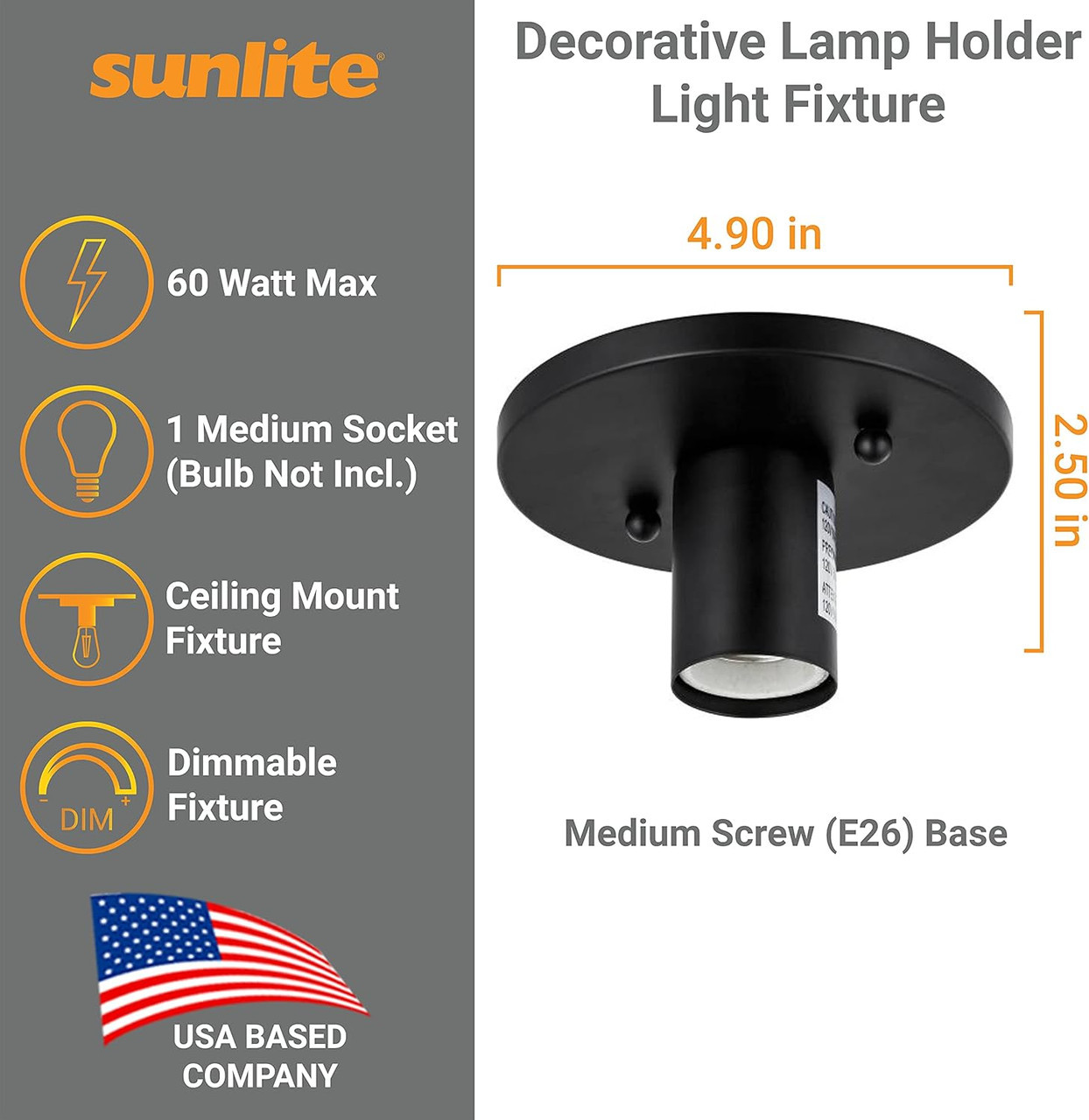 Sunlite 46071-SU | LED Lamp Holder | Black