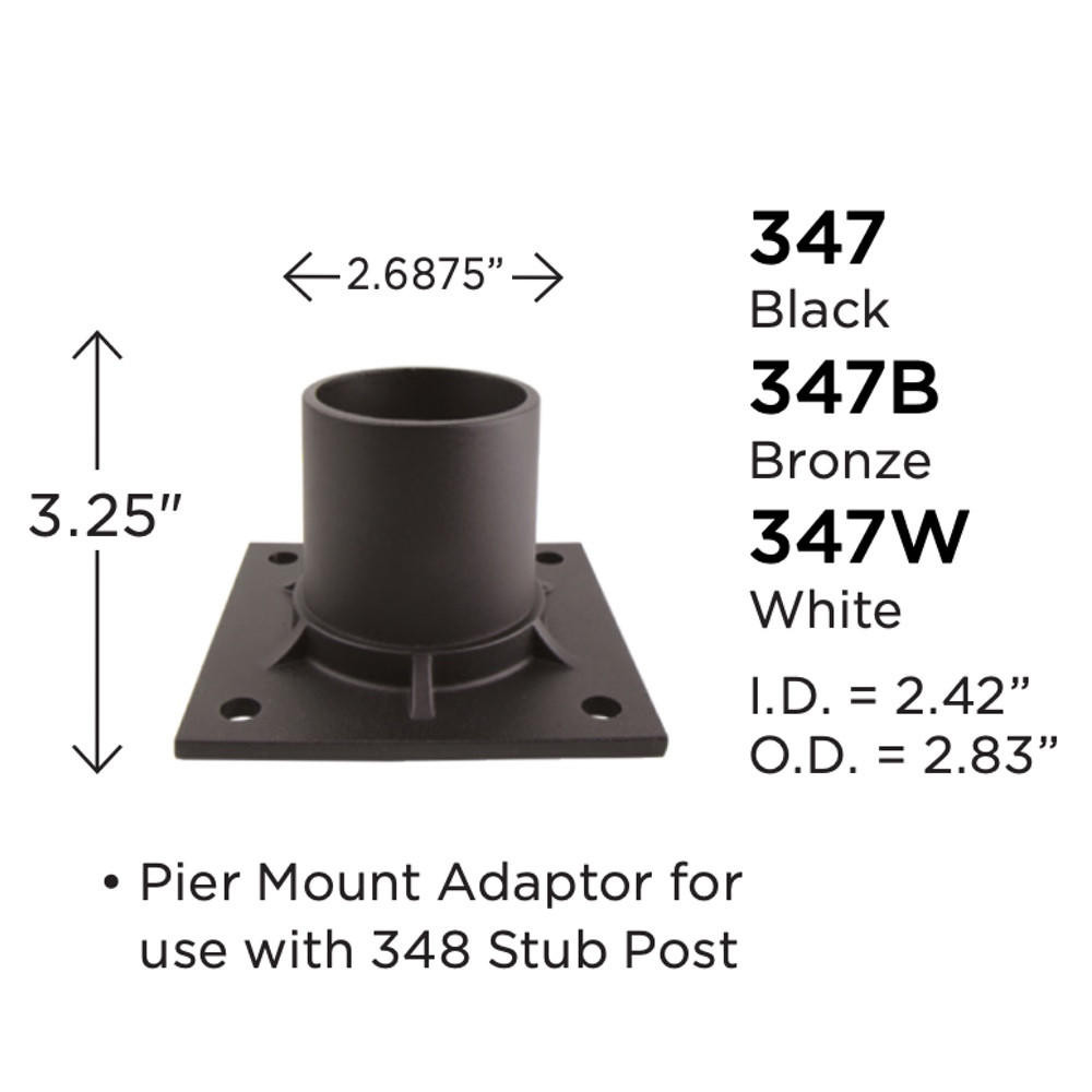 Wave Lighting 347 Aluminum Pier Mount Light Adapter