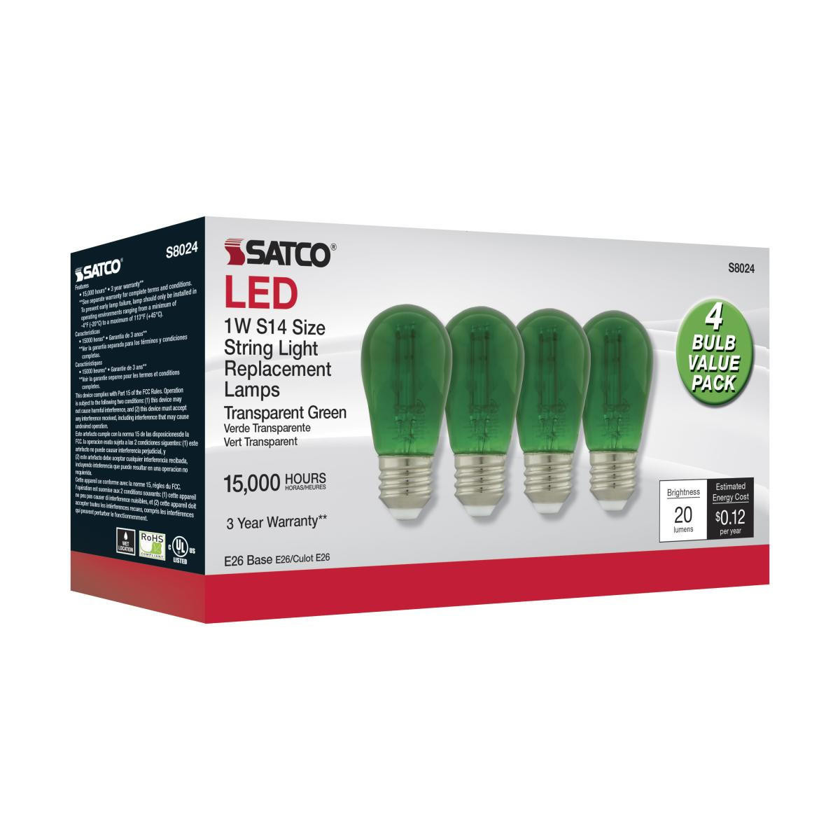 Satco S8024 | 1W S14 LED Filament Light Bulb
