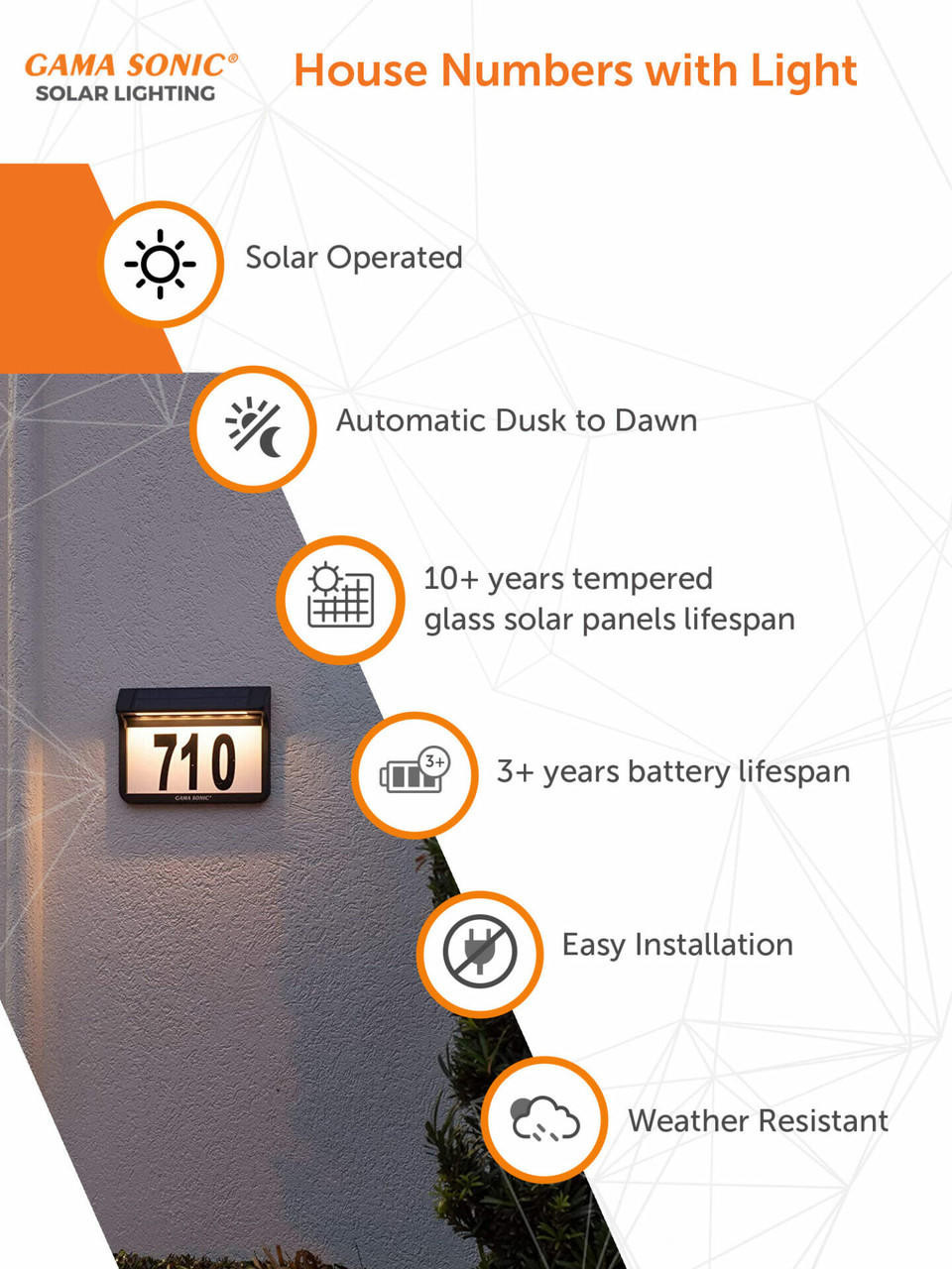 Gama Sonic 81i90010 | Solar Address Wall Plaque Light