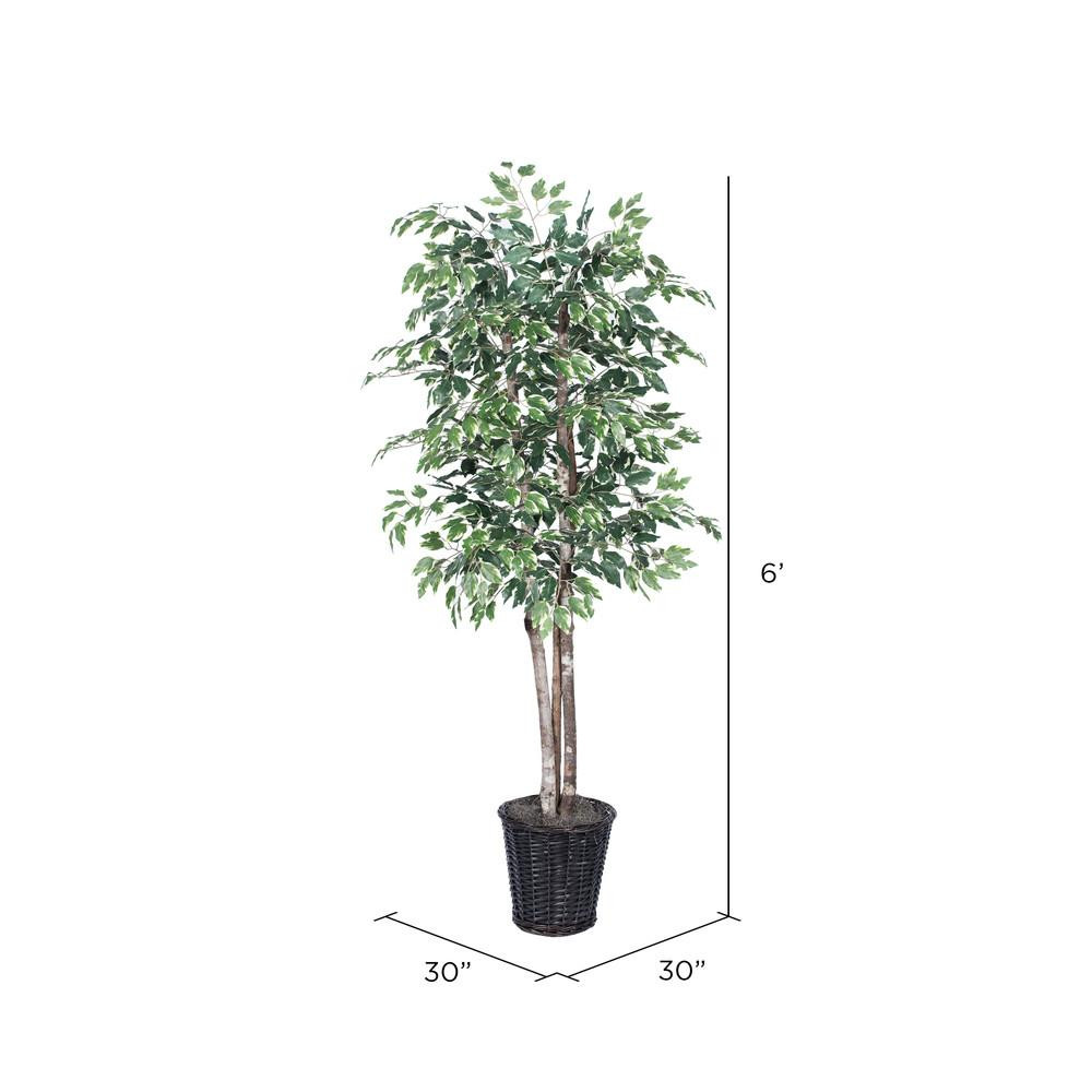 Vickerman 4-ft Artificial Variegated Smilax Bush in Rattan Basket TBU1340