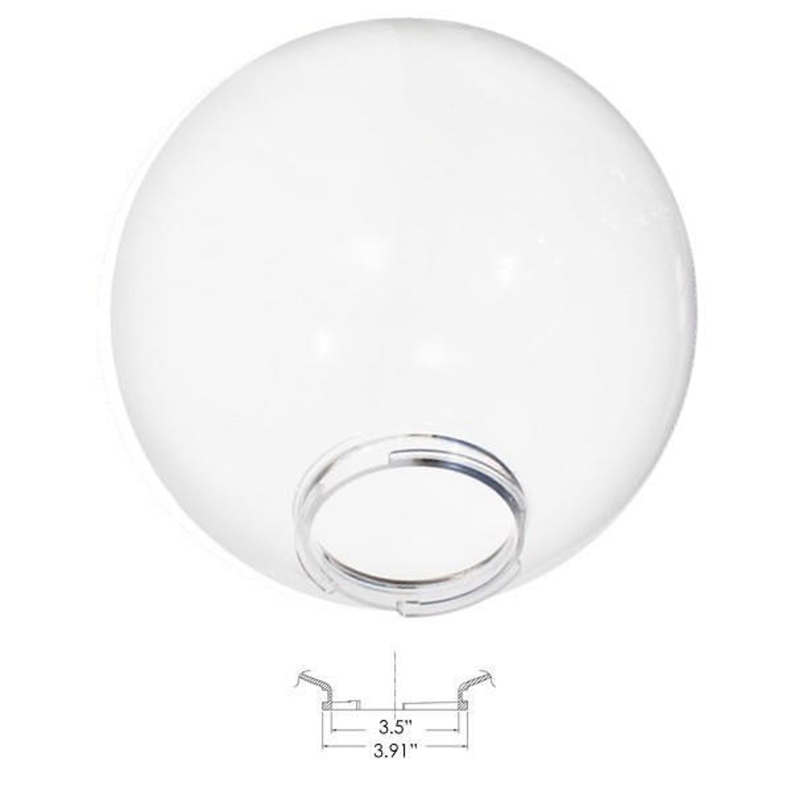 12" Clear Acrylic Replacement Light Globe Twist Lock Neck