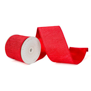 Vickerman QK240105 - Red Metallic Stripe Wired Decorative Ribbon - 4" x 10 Yards