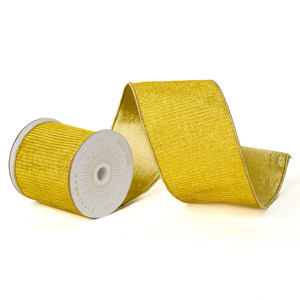 Vickerman QK240110 - Gold Metallic Stripe Wired Decorative Ribbon - 4" x 10 Yards