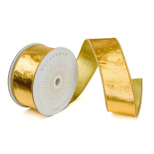 Vickerman QK241560 - Gold Velvet Wired Decorative Ribbon - 2.5" x 10 Yards
