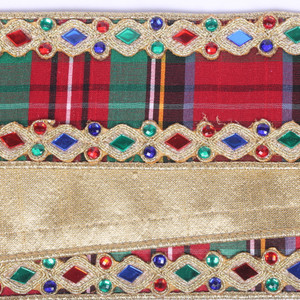 Vickerman QK250100 - Multi / Gold Jewel Plaid Wired Decorative Ribbon - 2.5" x 5 Yards 