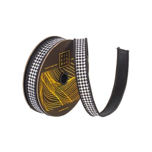 Vickerman QK250417 - Black Dupion Diagonal Wired Decorative Ribbon - 1" x 10 Yards 
