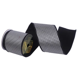 Vickerman QK250617 - Black Dupion Diagonal Wired Decorative Ribbon - 4" x 10 Yards 