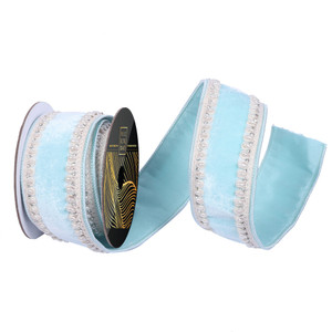 Vickerman QK250932 - Baby Blue Dupion Wired Decorative Ribbon - 2.5" x 5 Yards