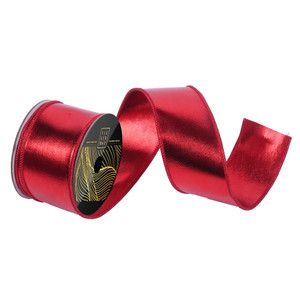 Vickerman QK251703 - Red Wired Decorative Ribbon - 2.5" x 10 Yards