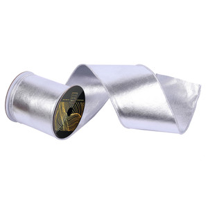 Vickerman QK251807 - Silver Wired Decorative Ribbon - 4" x 10 Yards 