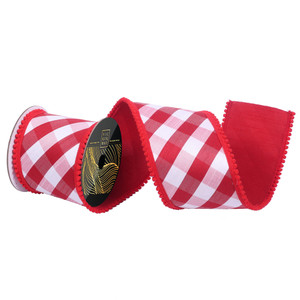Vickerman QK253103 - Red Dupion Plaid Wired Decorative Ribbon - 4" x 10 Yards