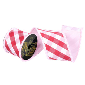 Vickerman QK253179 - Pink Dupion Plaid Wired Decorative Ribbon - 4" x 10 Yards