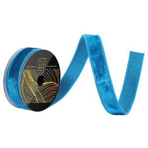 Vickerman QK258612 - Turquoise Velvet Wired Decorative Ribbon - 1" x 10 Yards 