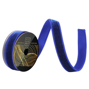 Vickerman QK258622 - Cobalt Blue Velvet Wired Decorative Ribbon - 1" x 10 Yards 