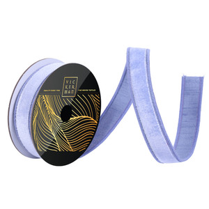 Vickerman QK258629 - Periwinkle Velvet Wired Decorative Ribbon - 1" x 10 Yards