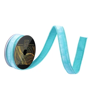 Vickerman QK258644 - Teal Velvet Wired Decorative Ribbon - 1" x 10 Yards 