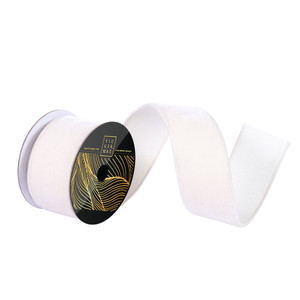 Vickerman QK258701 - Ivory Velvet Wired Decorative Ribbon - 2.5" x 10 Yards 