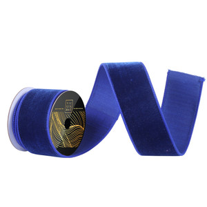 Vickerman QK258702 - Blue Velvet Wired Decorative Ribbon - 2.5" x 10 Yards