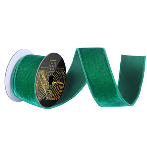 Vickerman QK258704 - Green Velvet Wired Decorative Ribbon - 2.5" x 10 Yards