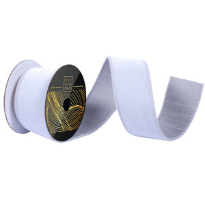 Vickerman QK258707 - Silver Velvet Wired Decorative Ribbon - 2.5" x 10 Yards 