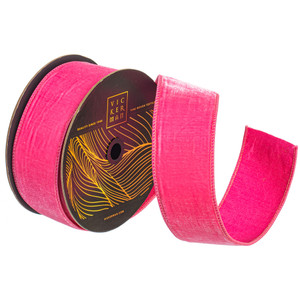 Vickerman QK258779 - Pink Velvet Wired Decorative Ribbon - 2.5" x 10 Yards 