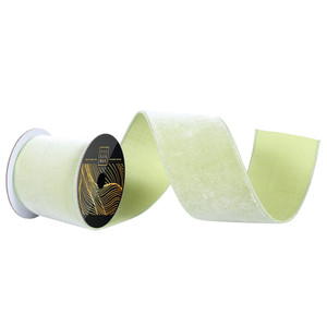 Vickerman QK258854 - Celadon Velvet Wired Decorative Ribbon - 4" x 10 Yards