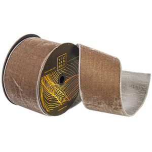 Vickerman QK258887 - Pewter Velvet Wired Decorative Ribbon - 4" x 10 Yards
