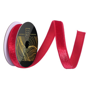 Vickerman QK259103 - Red Velvet Wired Decorative Ribbon - 1" x 10 Yards