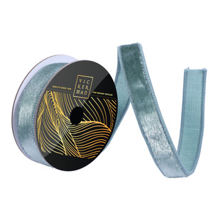 Vickerman QK259140 - Frosty Mint Velvet Wired Decorative Ribbon - 1" x 10 Yards 