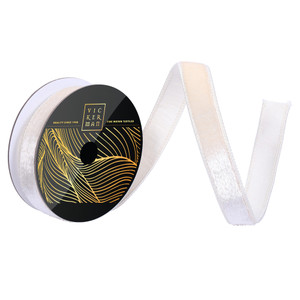 Vickerman QK259143 - Oat Velvet Wired Decorative Ribbon - 1" x 10 Yards