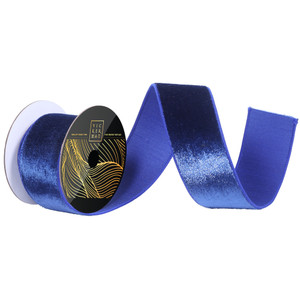 Vickerman QK259222 - Cobalt Blue Velvet Wired Decorative Ribbon - 2.5" x 10 Yards 