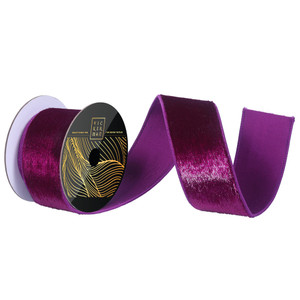 Vickerman QK259226 - Plum Velvet Wired Decorative Ribbon - 2.5" x 10 Yards 